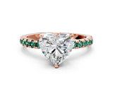 Rose gold Heart Cut Diamond Solitaire Ring with Pavé Band and Four-Prong Setting