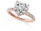 Rose gold Heart Cut Diamond Solitaire Ring with Pavé Band and Hidden Halo_106