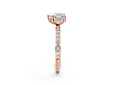 Rose gold Heart Cut Diamond Solitaire Ring with Pavé Band and Hidden Halo_107