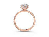 Rose gold Heart Cut Diamond Solitaire Ring with Pavé Band and Hidden Halo_108