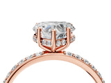 Rose gold Heart Cut Diamond Solitaire Ring with Pavé Band and Hidden Halo_109