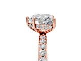 Rose gold Heart Cut Diamond Solitaire Ring with Pavé Band and Hidden Halo_110