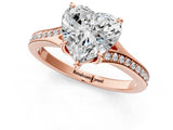 Rose gold Heart Cut Diamond Solitaire Ring with Pavé Band and Prong Setting_13