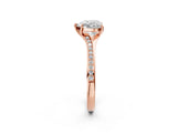 Rose gold Heart Cut Diamond Solitaire Ring with Pavé Band and Prong Setting_14