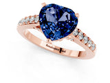 Rose gold Heart Cut Diamond Solitaire Ring with Pavé Band and Prong Setting_1