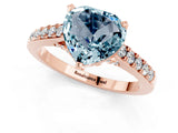 Rose gold Heart Cut Diamond Solitaire Ring with Pavé Band and Prong Setting_1