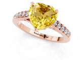 Rose gold Heart Cut Diamond Solitaire Ring with Pavé Band and Prong Setting_1