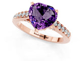 Rose gold Heart Cut Diamond Solitaire Ring with Pavé Band and Prong Setting_1