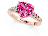 Rose gold Heart Cut Diamond Solitaire Ring with Pavé Band and Prong Setting_1