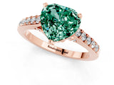 Rose gold Heart Cut Diamond Solitaire Ring with Pavé Band and Prong Setting_1