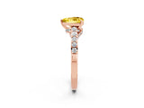 Rose gold Heart Cut Diamond Solitaire Ring with Pavé Band and Prong Setting_2