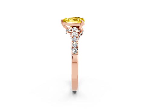 Rose gold Heart Cut Diamond Solitaire Ring with Pavé Band and Prong Setting_2