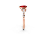 Rose gold Heart Cut Diamond Solitaire Ring with Pavé Band and Prong Setting_2