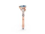 Rose gold Heart Cut Diamond Solitaire Ring with Pavé Band and Prong Setting_2