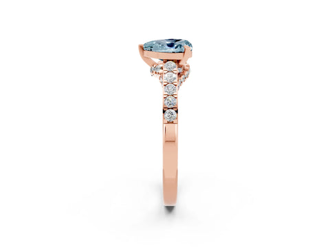 Rose gold Heart Cut Diamond Solitaire Ring with Pavé Band and Prong Setting_2