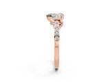 Rose gold Heart Cut Diamond Solitaire Ring with Pavé Band and Prong Setting_2