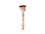 Rose gold Heart Cut Diamond Solitaire Ring with Pavé Band and Prong Setting_2