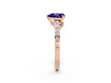Rose gold Heart Cut Diamond Solitaire Ring with Pavé Band and Prong Setting_2