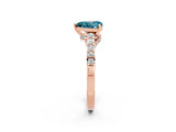 Rose gold Heart Cut Diamond Solitaire Ring with Pavé Band and Prong Setting_2
