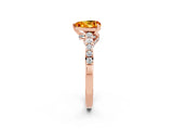 Rose gold Heart Cut Diamond Solitaire Ring with Pavé Band and Prong Setting_2