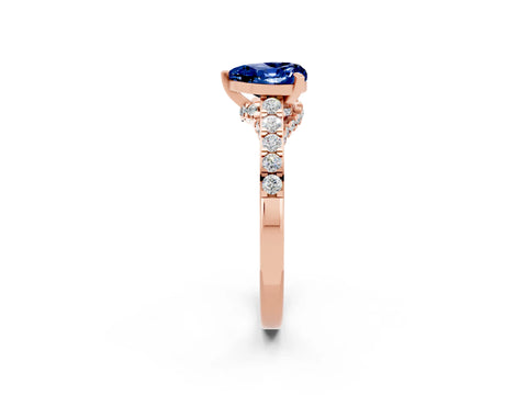 Rose gold Heart Cut Diamond Solitaire Ring with Pavé Band and Prong Setting_2