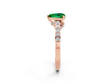 Rose gold Heart Cut Diamond Solitaire Ring with Pavé Band and Prong Setting_2