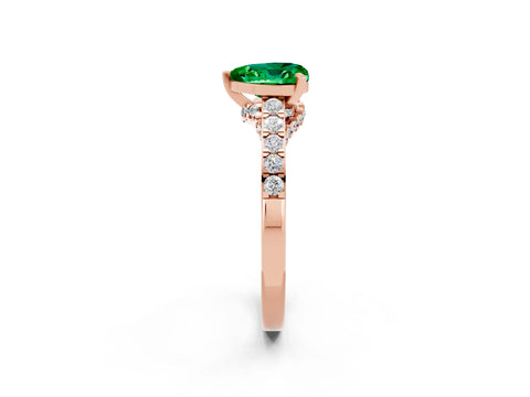 Rose gold Heart Cut Diamond Solitaire Ring with Pavé Band and Prong Setting_2