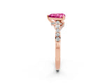Rose gold Heart Cut Diamond Solitaire Ring with Pavé Band and Prong Setting_2