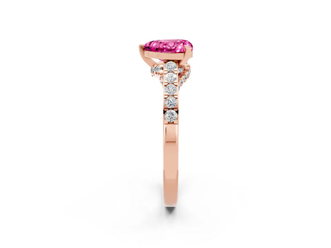 Rose gold Heart Cut Diamond Solitaire Ring with Pavé Band and Prong Setting_2