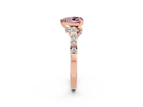 Rose gold Heart Cut Diamond Solitaire Ring with Pavé Band and Prong Setting_2