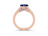 Rose gold Heart Cut Diamond Solitaire Ring with Pavé Band and Prong Setting_3