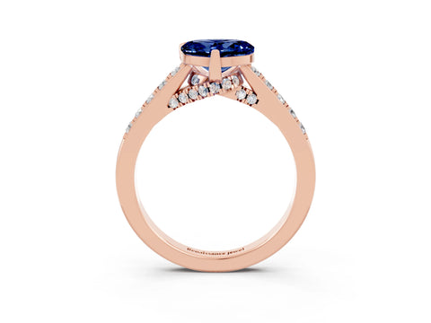 Rose gold Heart Cut Diamond Solitaire Ring with Pavé Band and Prong Setting_3
