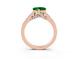 Rose gold Heart Cut Diamond Solitaire Ring with Pavé Band and Prong Setting_3