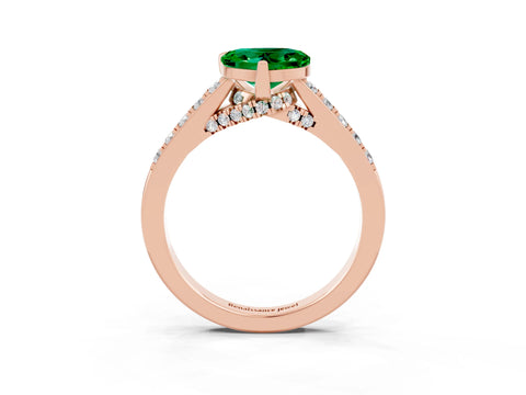 Rose gold Heart Cut Diamond Solitaire Ring with Pavé Band and Prong Setting_3