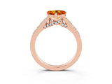 Rose gold Heart Cut Diamond Solitaire Ring with Pavé Band and Prong Setting_3