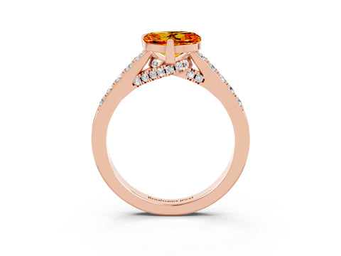 Rose gold Heart Cut Diamond Solitaire Ring with Pavé Band and Prong Setting_3