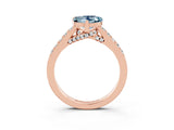 Rose gold Heart Cut Diamond Solitaire Ring with Pavé Band and Prong Setting_3