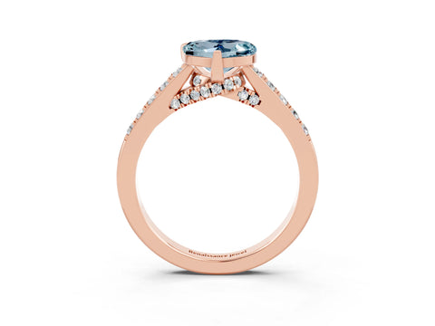 Rose gold Heart Cut Diamond Solitaire Ring with Pavé Band and Prong Setting_3