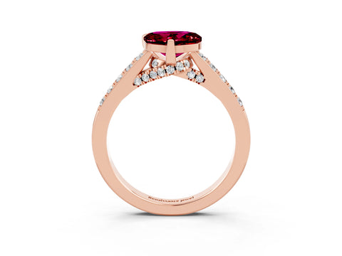 Rose gold Heart Cut Diamond Solitaire Ring with Pavé Band and Prong Setting_3