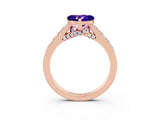 Rose gold Heart Cut Diamond Solitaire Ring with Pavé Band and Prong Setting_3