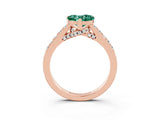 Rose gold Heart Cut Diamond Solitaire Ring with Pavé Band and Prong Setting_3