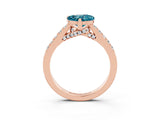 Rose gold Heart Cut Diamond Solitaire Ring with Pavé Band and Prong Setting_3