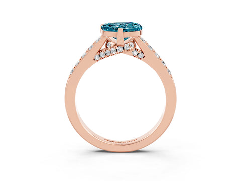 Rose gold Heart Cut Diamond Solitaire Ring with Pavé Band and Prong Setting_3