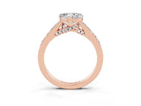 Rose gold Heart Cut Diamond Solitaire Ring with Pavé Band and Prong Setting_3