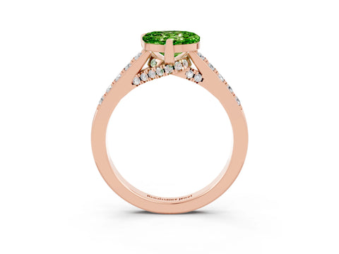 Rose gold Heart Cut Diamond Solitaire Ring with Pavé Band and Prong Setting_3