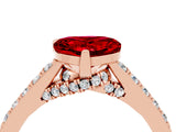 Rose gold Heart Cut Diamond Solitaire Ring with Pavé Band and Prong Setting_4