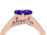 Rose gold Heart Cut Diamond Solitaire Ring with Pavé Band and Prong Setting_4