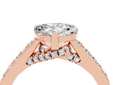 Rose gold Heart Cut Diamond Solitaire Ring with Pavé Band and Prong Setting_4