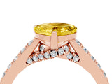 Rose gold Heart Cut Diamond Solitaire Ring with Pavé Band and Prong Setting_4