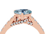 Rose gold Heart Cut Diamond Solitaire Ring with Pavé Band and Prong Setting_4